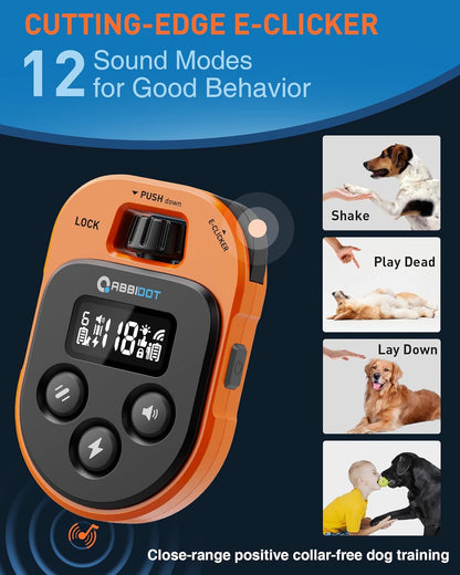 ABBIDOT Shock Collar 2 Dogs - 4500ft Dog Training Collar, 178 Levels, E-cliker, Waterproof Remote & Collar, Night Light E Collar for Small Medium Large Dogs (Black, 2 Collars) - PuriLite