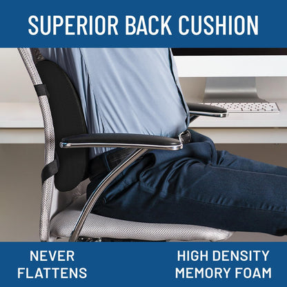 Everlasting Comfort Memory Foam Seat Cushion - Office Chair Cushion for Work, Travel, Car Support Pillow for Driving - Portable Seat for Chairs and Desks - Coussin Chaise - Black - PuriLite