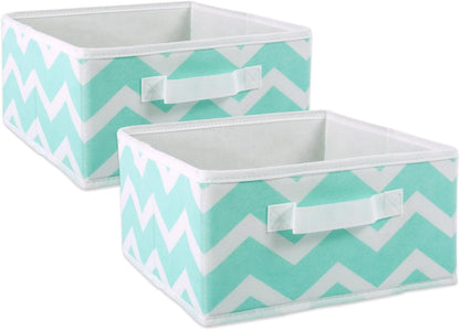 DII Foldable Fabric Storage Containers for Nurseries, Offices, Closets, Home Decor, Cube Organizers & Everyday Storage Needs, (Large - 11 x 11 x 11) Scroll Nautical Blue - Set of 2 - PuriLite