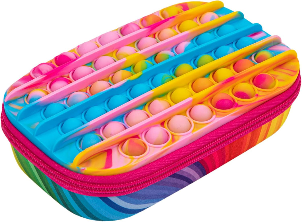 ZIPIT POP Pencil Box for Boys | Fidget Toy | Silicon Sensory Push It Case | Large Capacity Pencil Case (Blue) - PuriLite