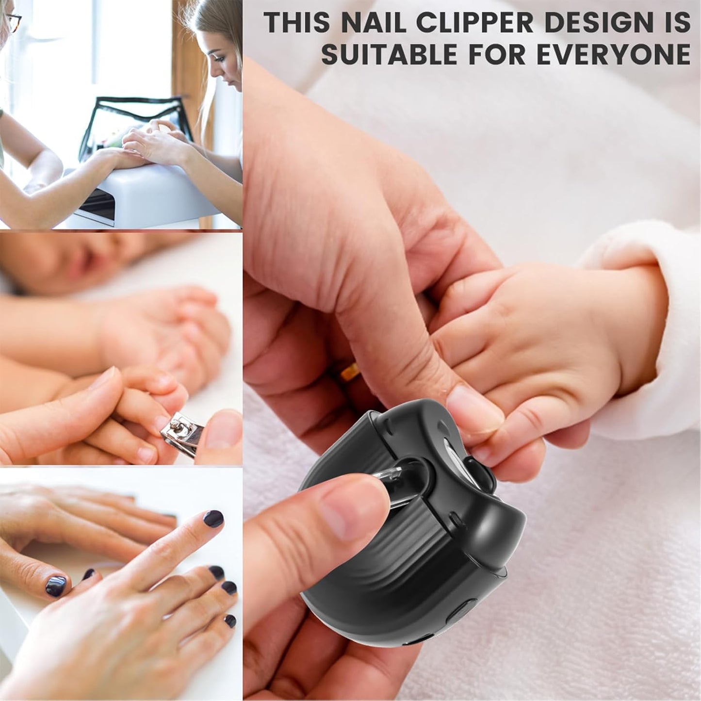 KTZCTPCA Electric Nail Clipper, Toenail and Fingernail Clippers, Nail Clipper Trimmer Baby Nail Polisher, Portable Nail Trimmer with Light & 2 Speeds for Babies,Children,Seniors,Adults (B) - PuriLite