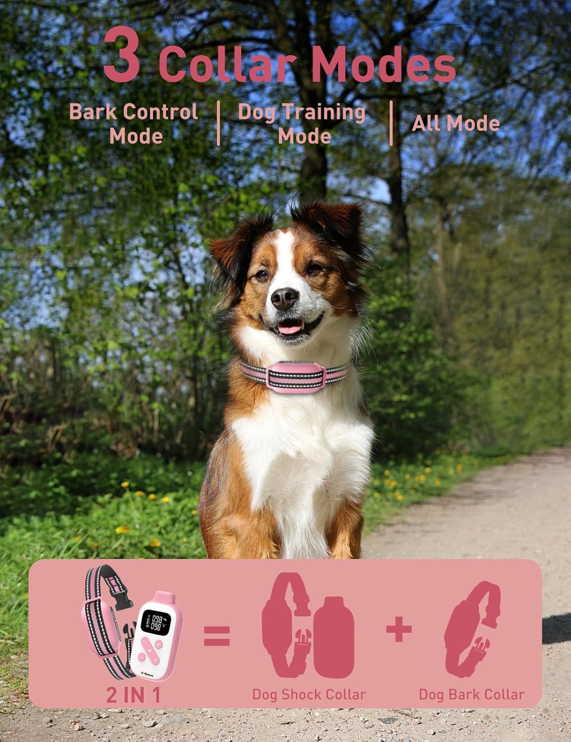 DOGLinsen 2-in-1 Bark and Shock Collar for Dogs, Smart Anti Barking Dog Training Collar with 5 Adjustable Sensitivity, Automatic Bark Collar with Remote, Vibration, Beep, Shock and Automatic - PuriLite