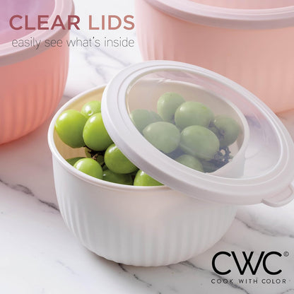 COOK WITH COLOR Prep Bowls with Lids- 8 Piece Nesting Plastic Small Mixing Bowl Set with Lids (Teal Ombre) - PuriLite