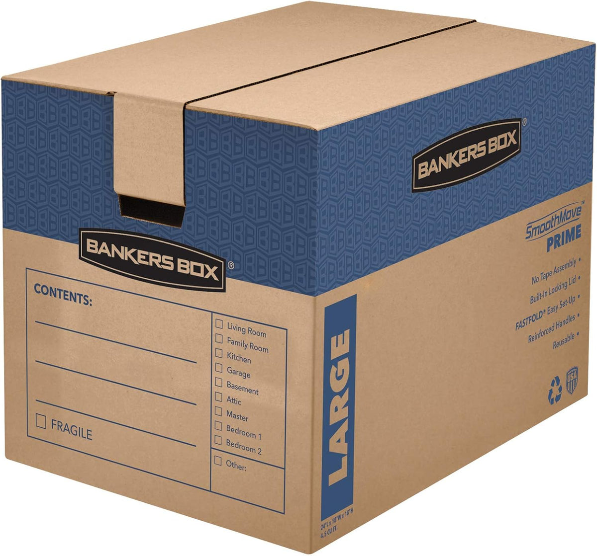 Bankers Box SmoothMove Classic Moving Kit Boxes, Tape-Free Assembly, Easy Carry Handles, 8 Small 4 Medium, 12 Pack(7716403) - PuriLite