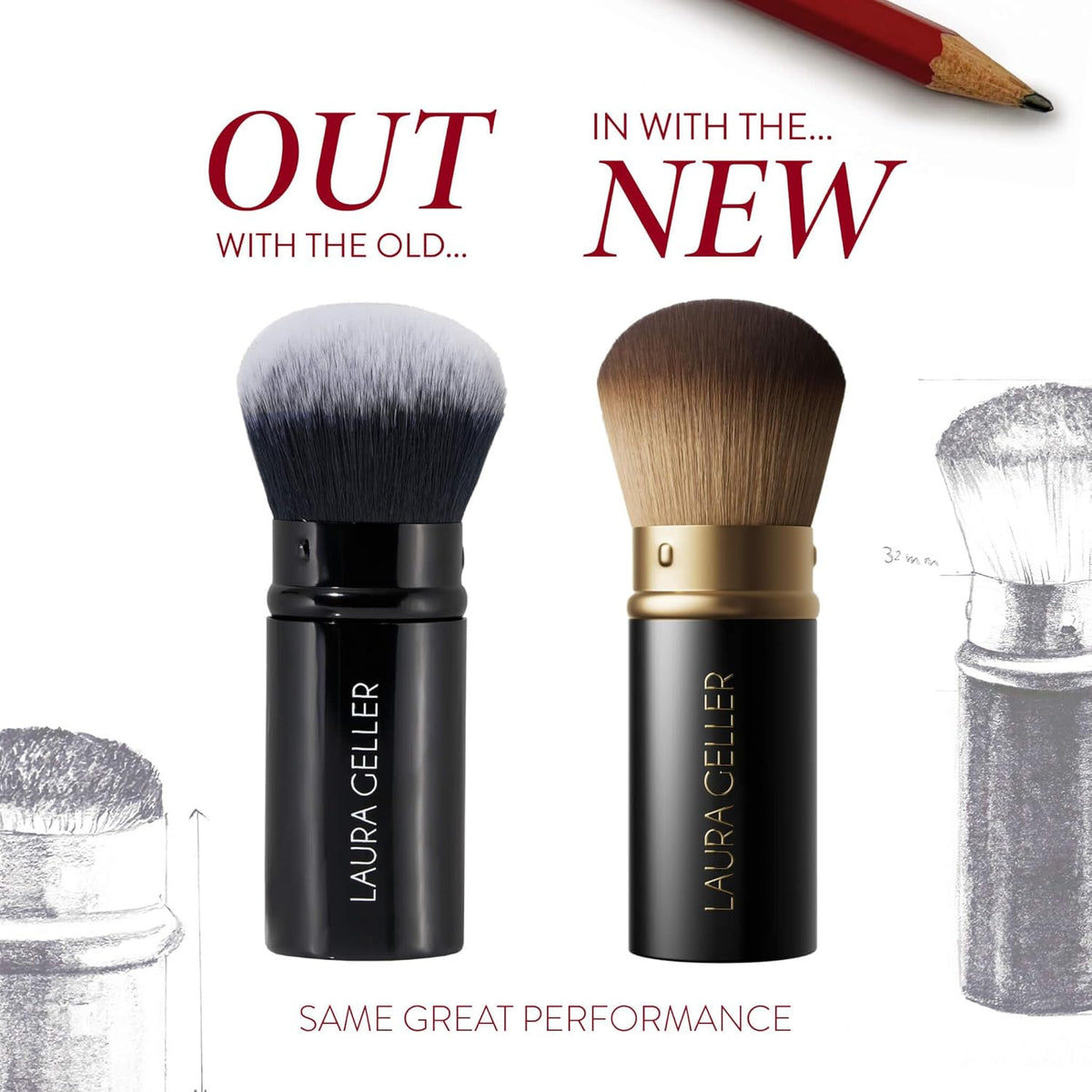 LAURA GELLER NEW YORK Dual-Ended Blush + Bronzer Brush - Blush Bronzer Contour Face Makeup Brush - PuriLite