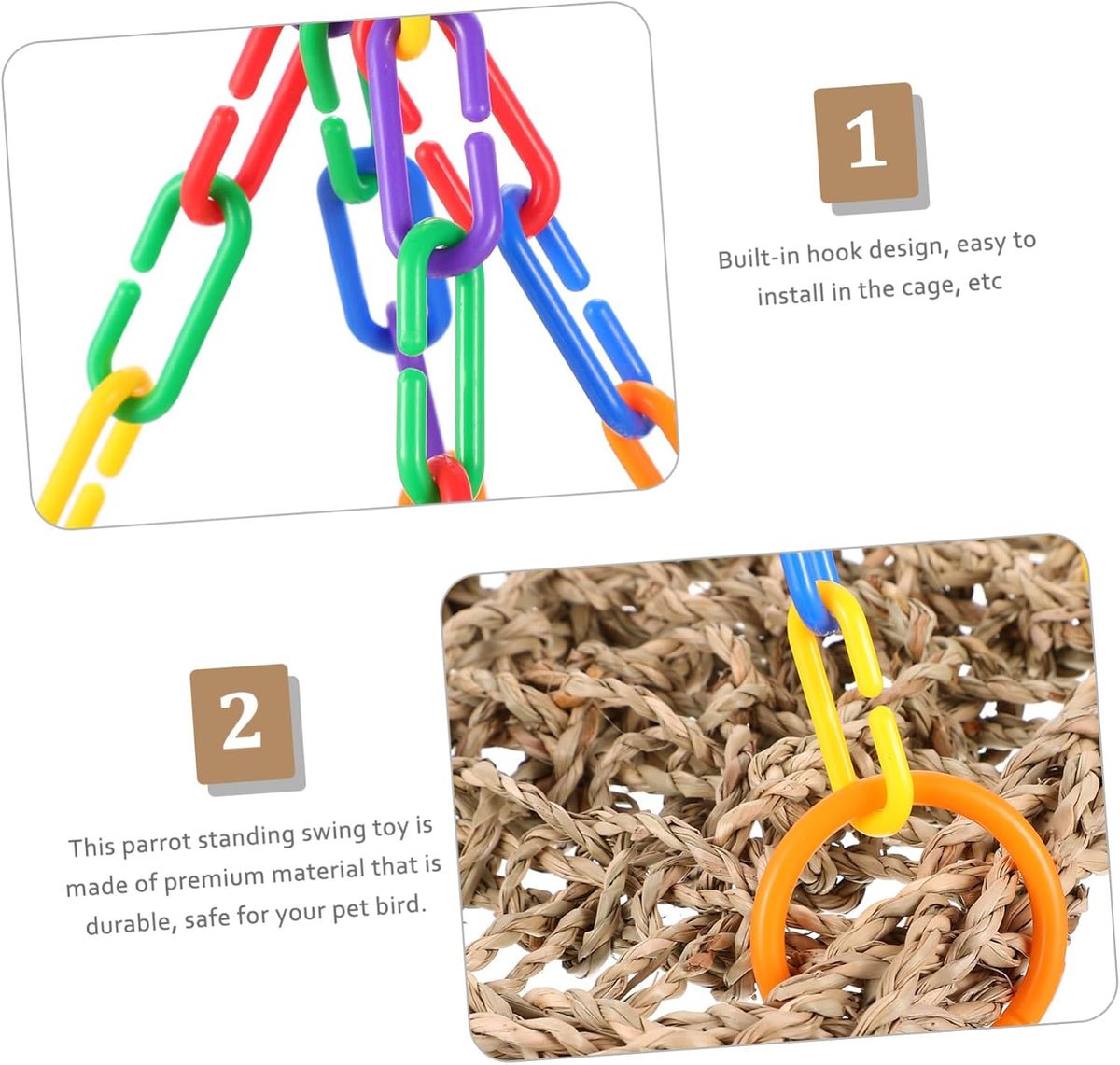 NOLITOY 3pcs Parrot Climbing Toy Woven Bird Perch for Cage Parakeet Toy Bird Swing Pet Supply