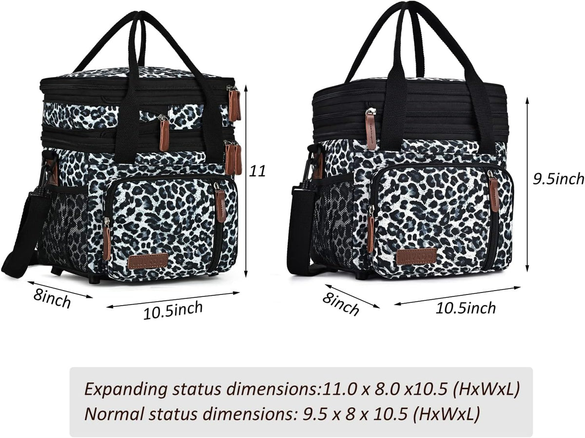 Lunch Bag for Women Men Double Deck Lunch Box - Leakproof Insulated Soft Large Lunch Cooler Bag, MIYCOO (Black,15L) - PuriLite