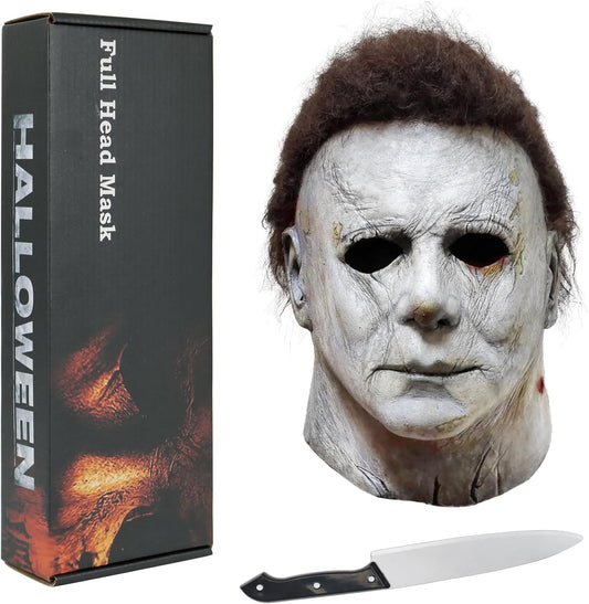 Halloween Mask for Adult With Classic Knife Scary Halloween Cosplay Costume Latex Mask Masquerade - PuriLite