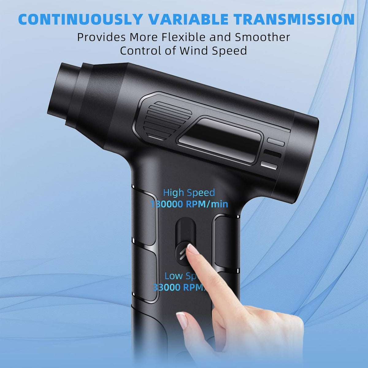 Compressed Air Duster, 130000RPM Electric Air Duster Replaces Compressed Air Cans, 3 Speed, Cordless Air Blower for Cleaning Camera Computer Household Pet Hair - PuriLite