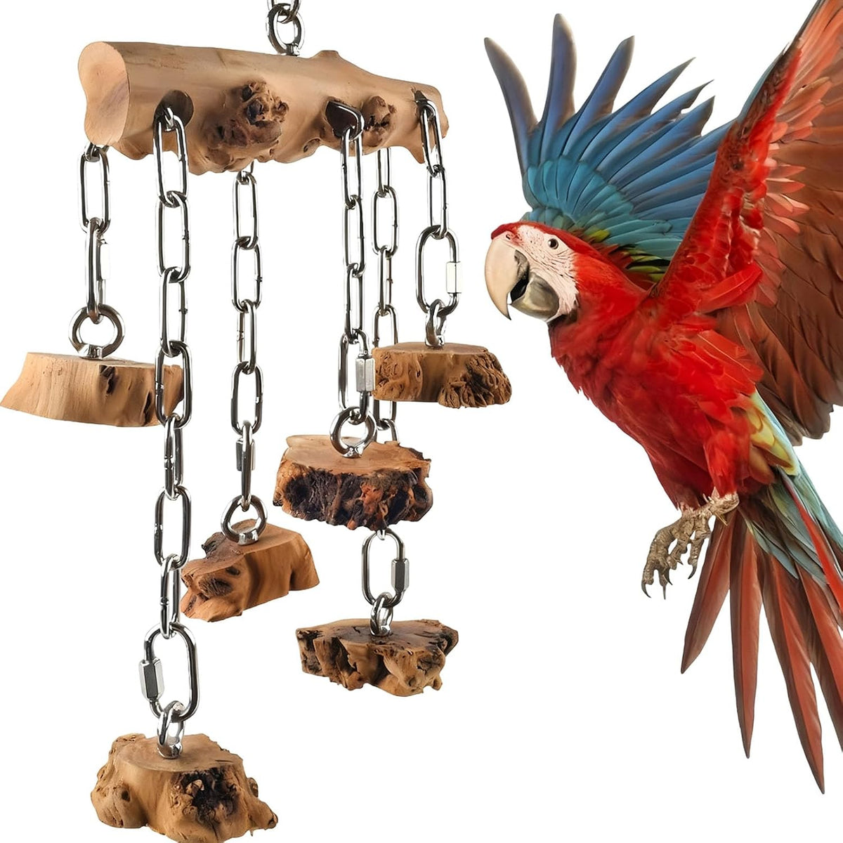 Interactive Bird Chewable Toy Wood Texture Bill Care Hanging Plan Mental Encouragement Rustless Bird Dolls Bird Keeping Supplies Pet Care Mental Exercise Hanging Plan