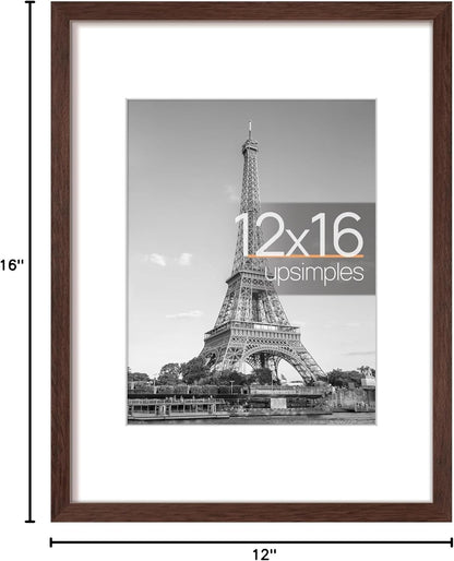 upsimples 11x14 Picture Frame, Display Pictures 8x10 with Mat or 11x14 Without Mat, Wall Hanging Photo Frames, Black - PuriLite