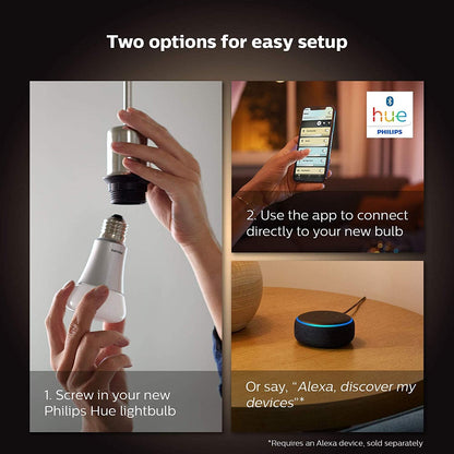 Philips Hue White and Colour Ambiance A19 E26 LED Smart Bulb, Bluetooth & Zigbee Compatible (Hue Hub Optional), Works with Alexa & Google Assistant A Certified for Humans Device (562785),3 Pack - PuriLite