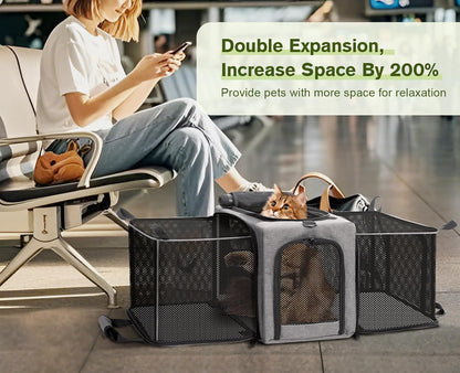 Approved Collapsible Cat Soft-Sided Carriers, Breathable Pet Carriers up to 5kg/12lbs, Portable Dog Carrier Great for Travel, Outdoor, Hiking, Camping(Gray) - PuriLite