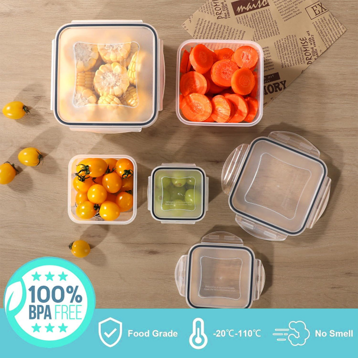 Pure Future 50-Piece Large Airtight Food Storage Containers with Lids, BPA-Free Stackable & Microwave Safe Kitchen Set for Meal Prep, Freezer Use - 25 Containers & Lids, Leakproof Design - PuriLite