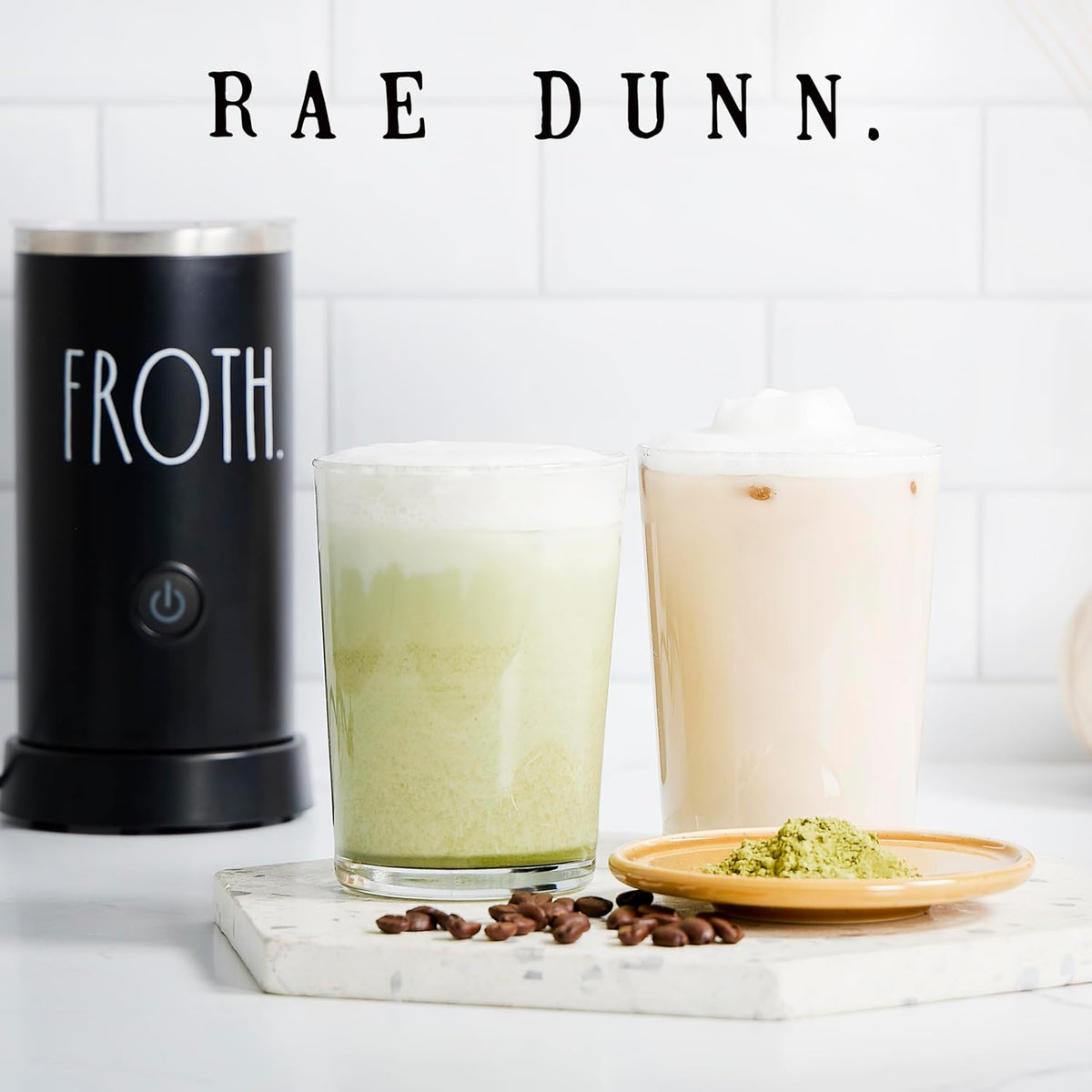 Rae Dunn - Electric Milk Frother - Elegant Automatic Milk Steamer and Frother, Milk Warmer, Hot and Cold Frothing Machine for Coffee, Latte, Cappuccino, Macchiato, - PuriLite