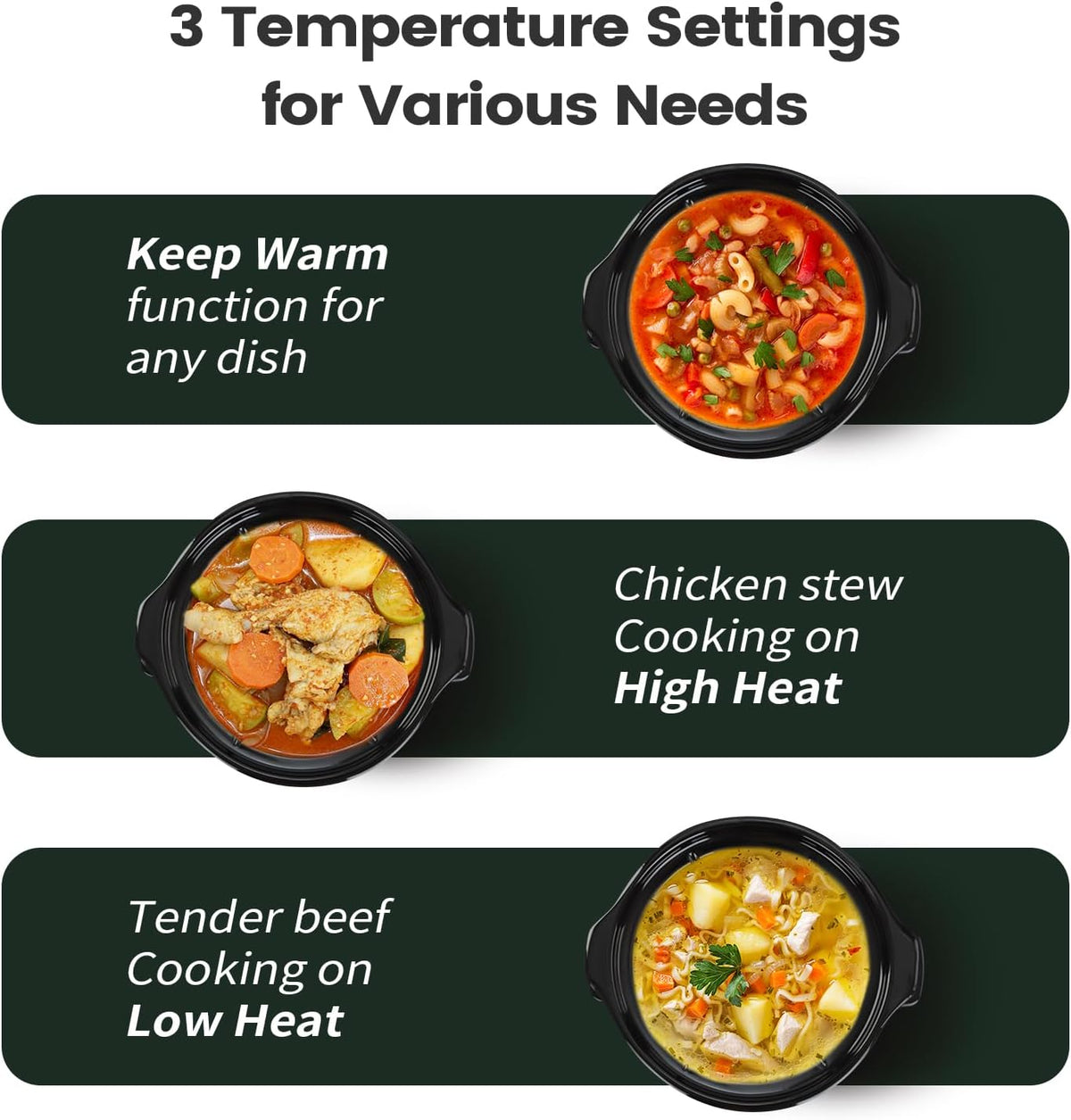 KOOC Small Slow Cooker, 2-Quart, Free Liners Included for Easy Clean-up, Upgraded Ceramic Pot, Adjustable Temp, Nutrient Loss Reduction, Stainless Steel, Black, Round… - PuriLite