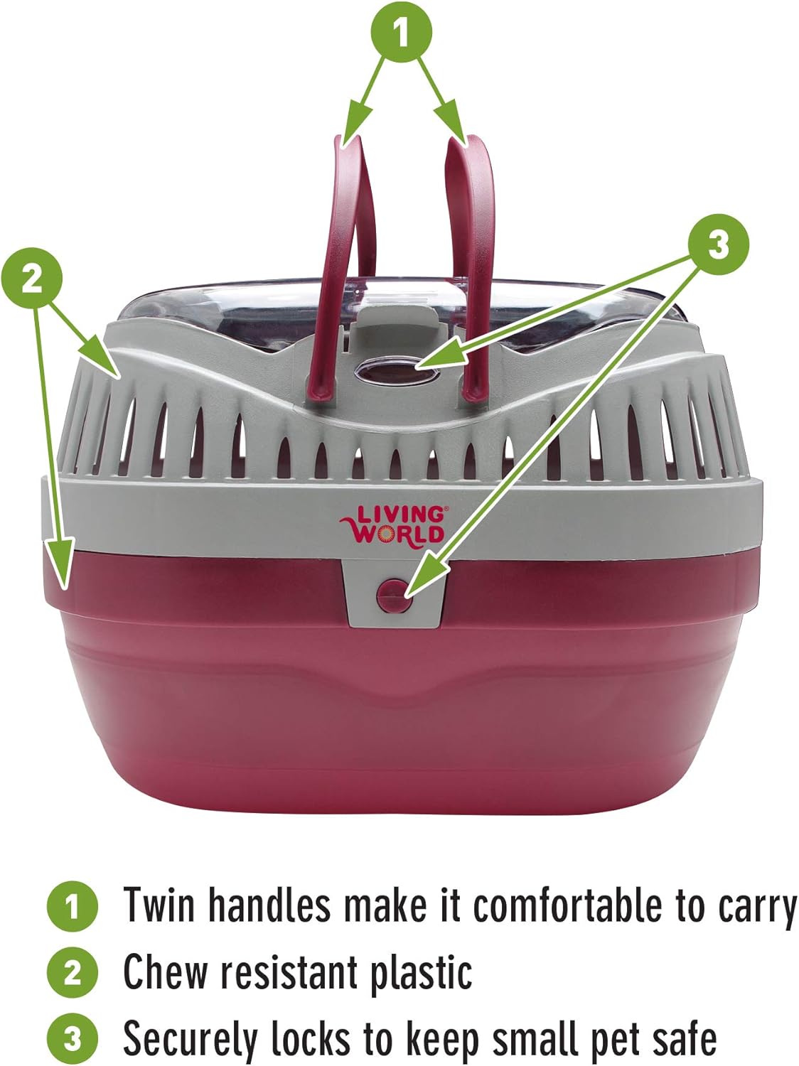 Living World 60888 Pet Carrier, Red/Grey, Large - PuriLite