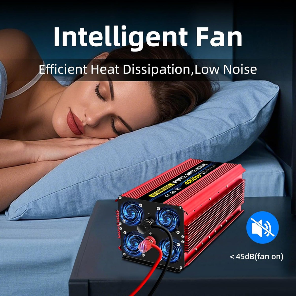 SUNWHEEL 4000W Pure Sine Wave Inverter, 12V DC to 110V/120V AC Power Inverter for RV、Microwave、Off Grid、Truck、Refrigerator、Air Conditioner with 4 AC outlets and LCD Display - PuriLite
