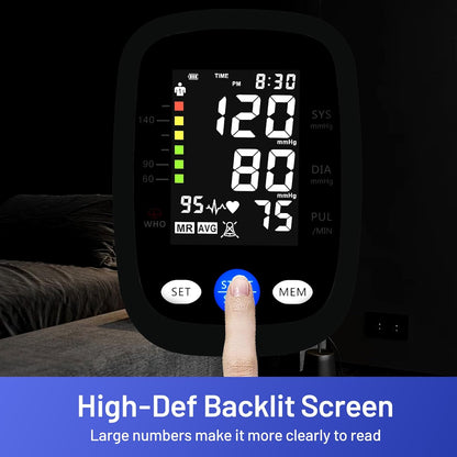 Blood Pressure Monitor Automatic Upper Arm Machine & Accurate Adjustable Digital BP Cuff with Large LCD Backlit Display - 2x99 Memory for Home Use with Large Adjustable Cuff - PuriLite