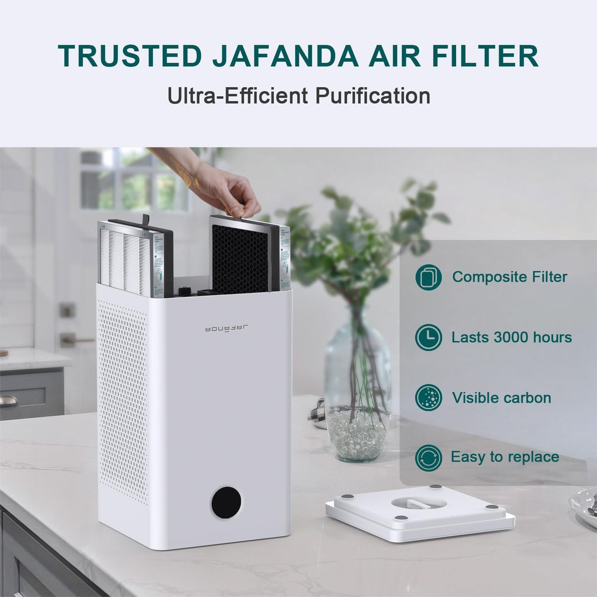 Air Purifier Filter Replacement for JF260,Air Purifiers 2X Filter Replacement, (MERV 17) True HEPA 300g Activated Carbon Filter, Air Cleaner Remove Smoke Dust