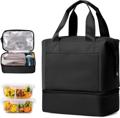 Lunch Bag Insulated Lunch Box Leakproof Lunch Tote Bags for Women Men,Portable Thermal Cooler Bag Lunch Containers with Shoulder Strap for Work, Family, Picnic, School, Outdoor,BBQ C2-Pinkpurple - PuriLite