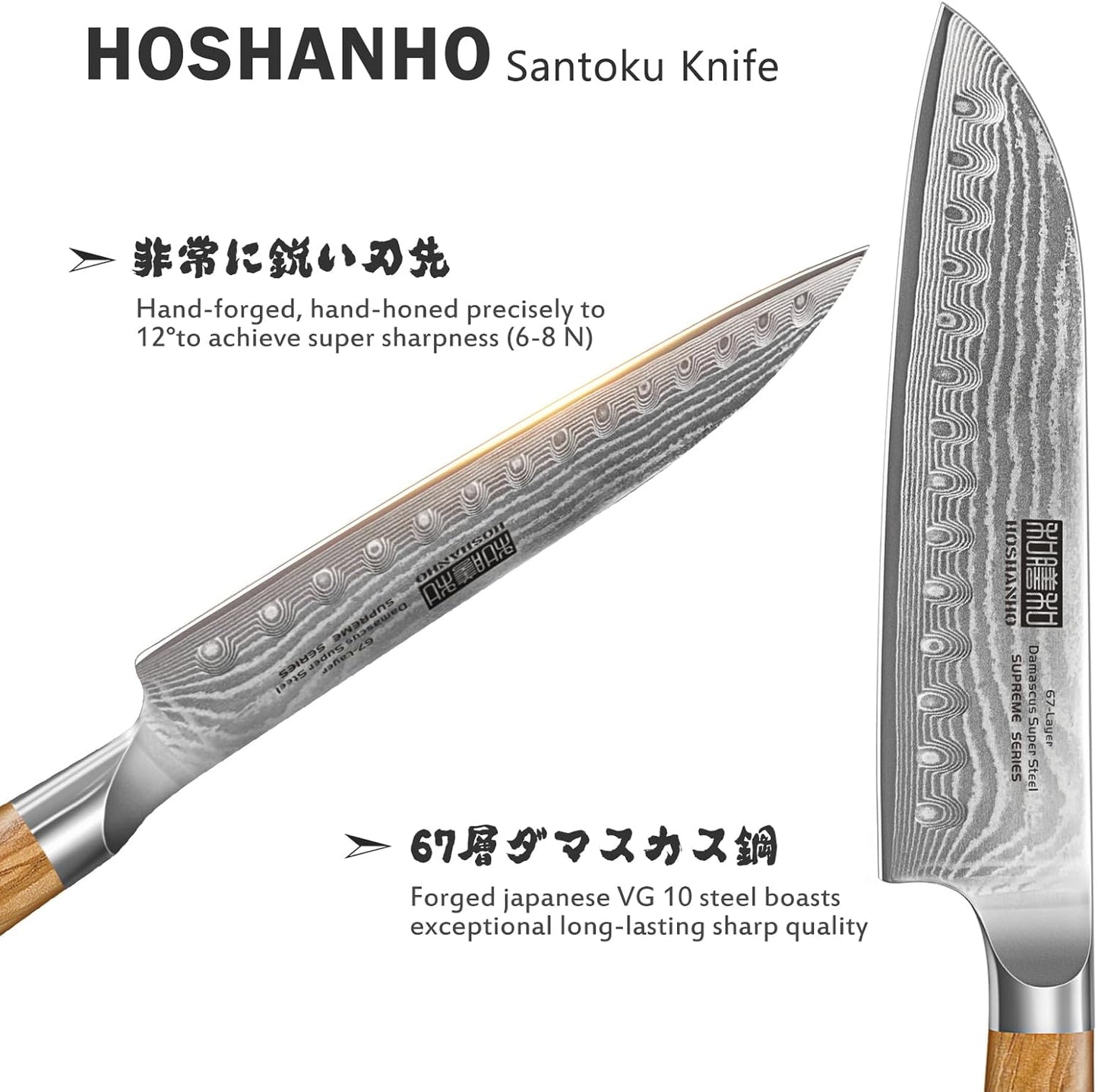 HOSHANHO Damascus Fillet Knife 7 Inch, Professional VG-10 Super Steel Boning Knife, Ultra Sharp Fish Knife with Ergonomic Handle - PuriLite
