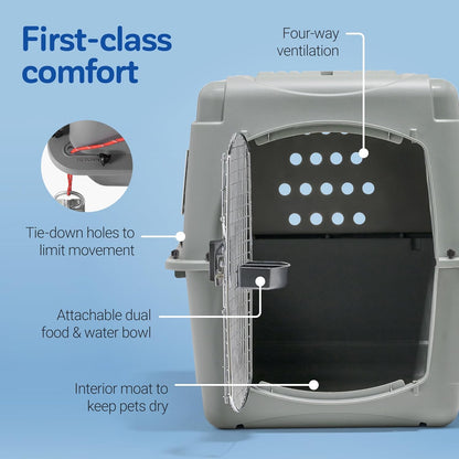 Petmate 00200 Sky Kennel for Pets from 25 to 30-Pound, Light Gray - PuriLite