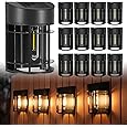 16 Pack Solar Fence Lights Outdoor 8 Colors,Bright Deck Lights Solar Outdoor Waterproof,LED Solar Lights for Backyard, Patio, Deck Railing, Step and Wall - PuriLite