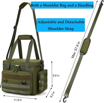 Tactical Lunch Bag for Men, Large Leakproof Insulated Lunch Box, Lunch Cooler Bag with Shoulder Strap, Lunch Pail for Adults Work Outdoor Picnic Trips, Black Camo - PuriLite