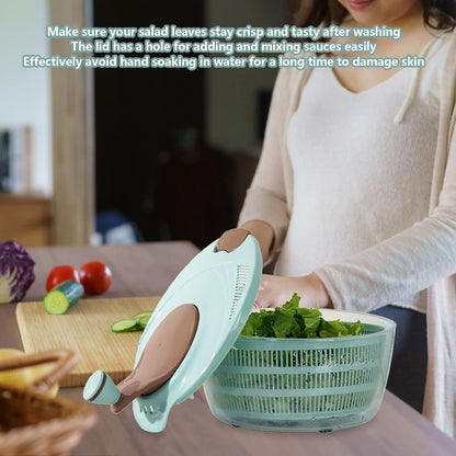 Salad Spinner, Manual Lettuce Dryer Spinner Salad Washer with Lid and Rotatable Handle Easy to Clean Fruit and Vegetable Dryer(Blue) - PuriLite