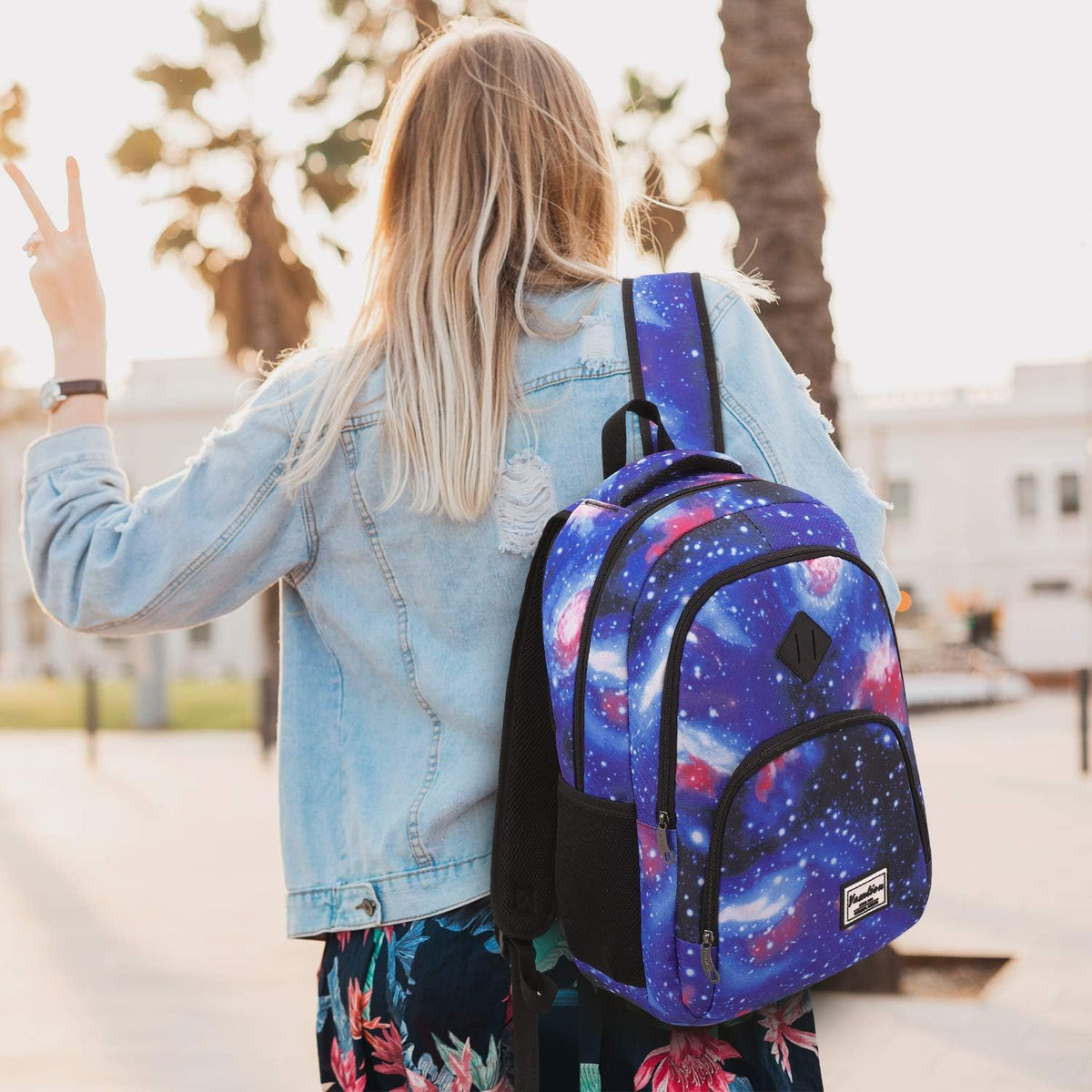 Backpack for Teen Girls,Boys School Backpack for Women with USB,College Backpack,Big Flower - PuriLite