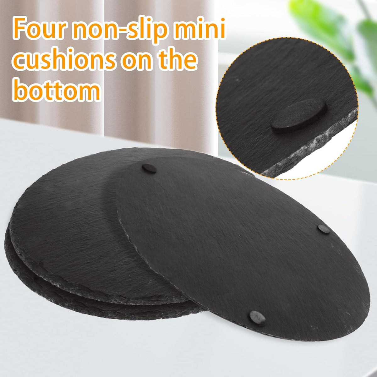 4 Pcs 11 x 11 Inch Round Slate Cheese Boards Black Stone Plates Charcuterie Boards Serving Tray Display Chalkboard with Soapstone Chalk Platter Display Chalkboard for Meats Appetizers Dried Fruits - PuriLite