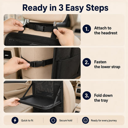 Palopalo 2Pack Car Seat Organiser with Fold Down Tray&Tablet Holder (Black)