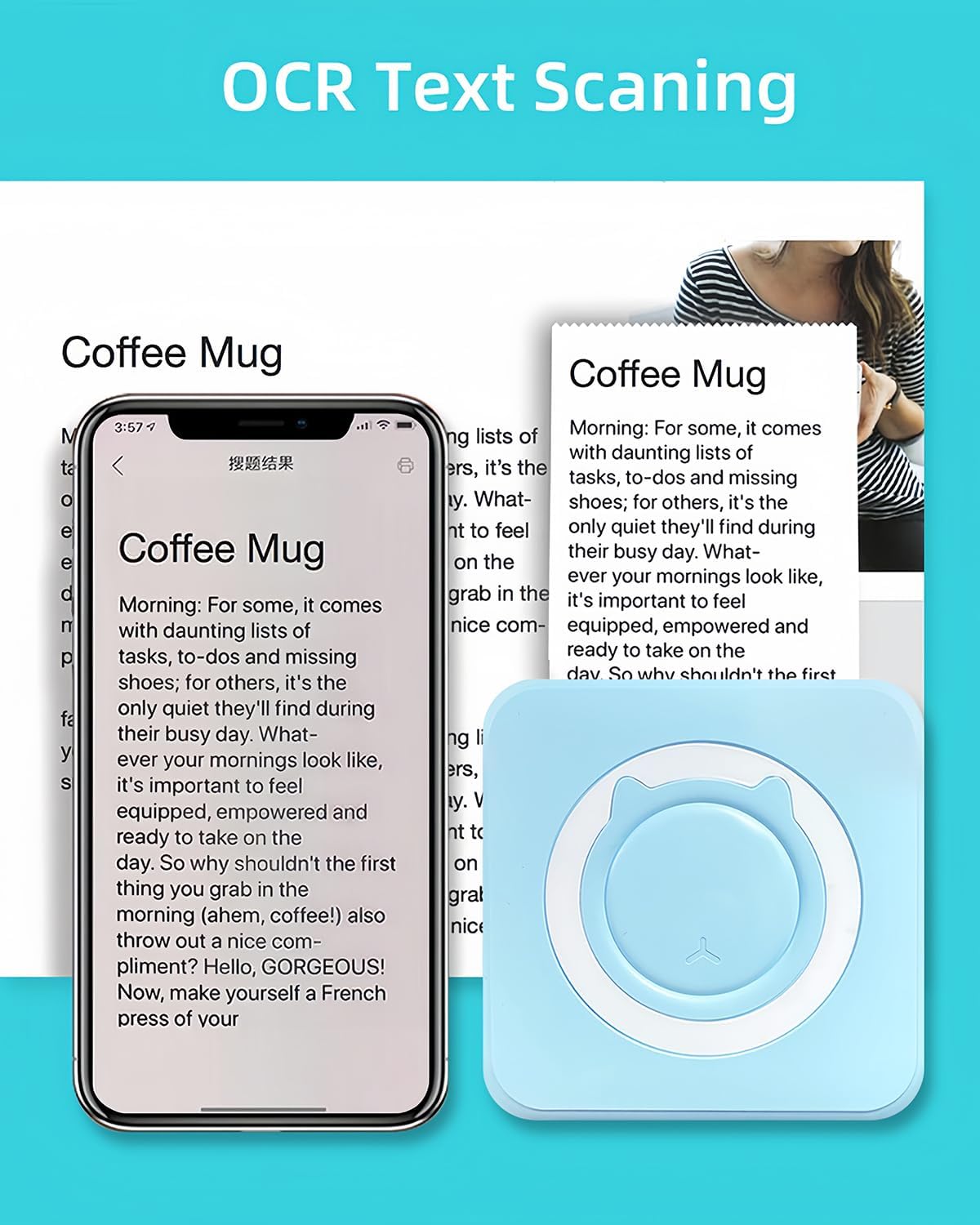 Label Maker - Mini Portable Sticker Printer with 13 Rolls Self-Adhesive Thermal Papers, Labeller Machine for Home Office Study Business Texts Journal, Blue - PuriLite