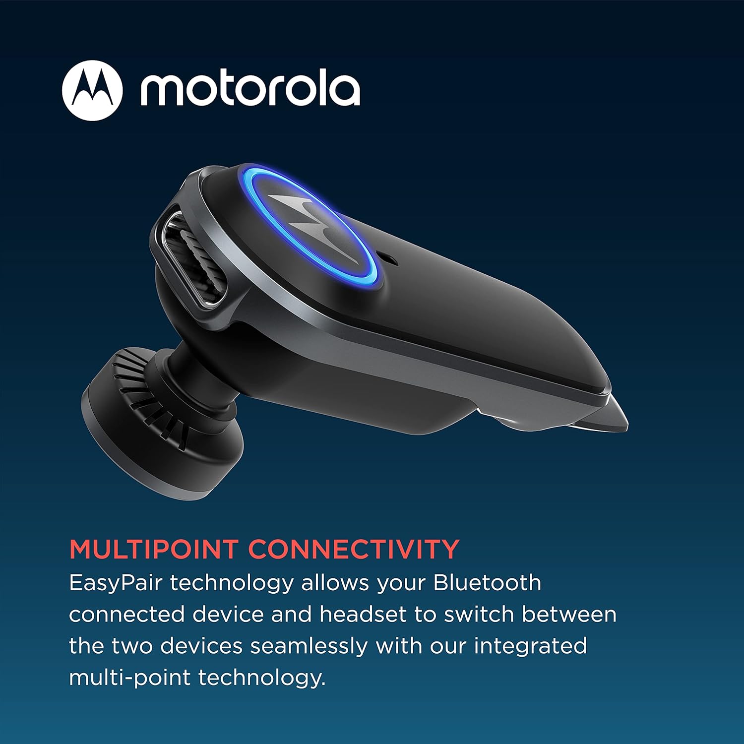 Motorola Sound HK500+ Bluetooth Earpiece Hands-Free Wireless Headset with Microphone - IPX4 Water Resistant Bluetooth Phone Earpiece for Phone Calls, Compatible with iPhone and Cell Phones - PuriLite