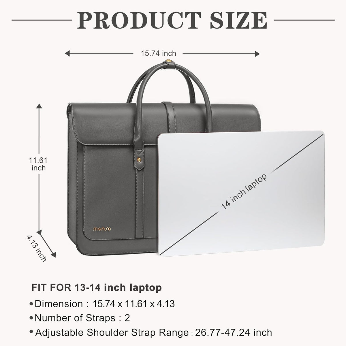 MOSISO Laptop Bag for Women, PU Leather Laptop Shoulder Bag Convertible Backpack, Work Travel Computer Bag with Bowknot - PuriLite