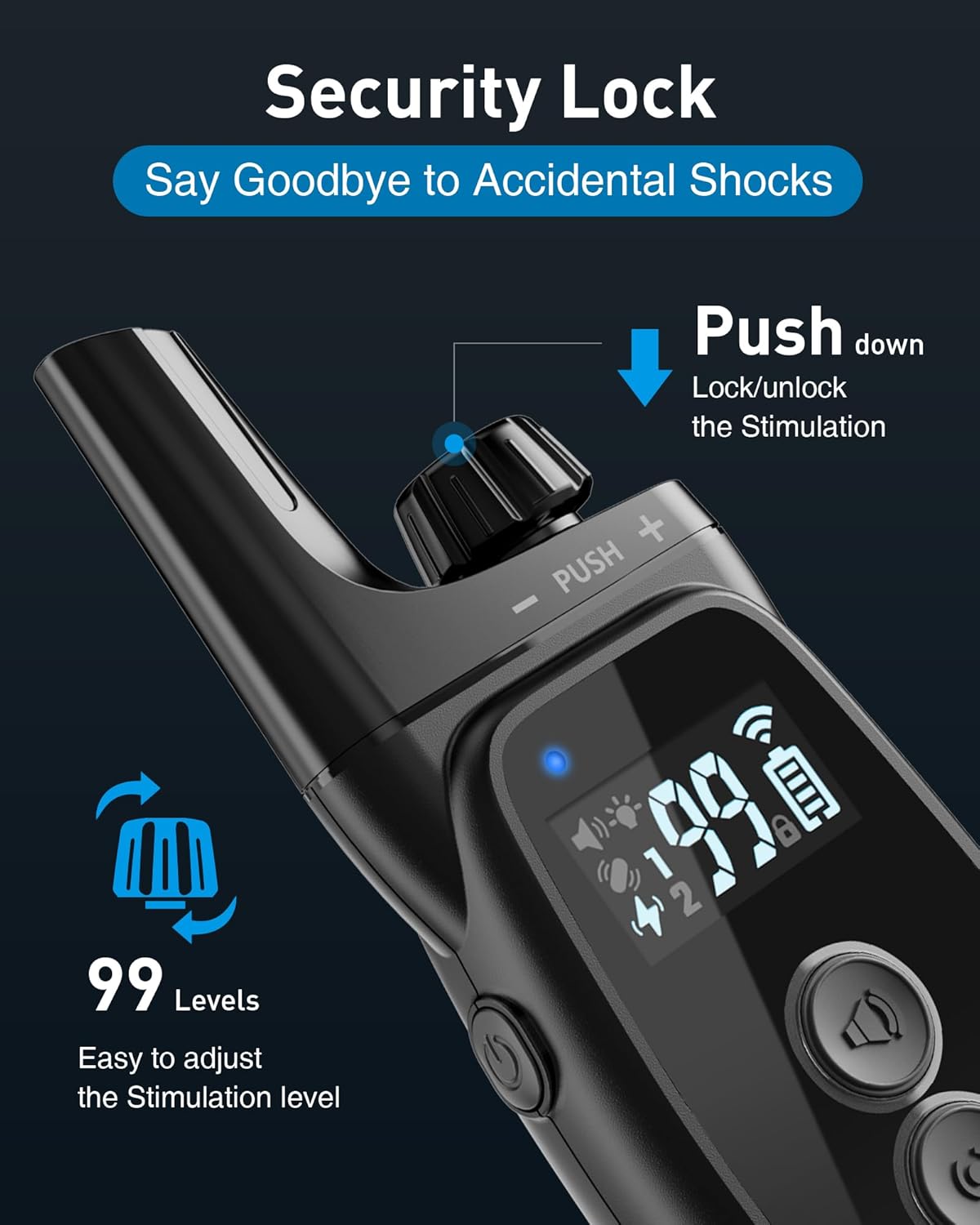 ABBIDOT Shock Collar 2 Dogs - 3300ft Dog Training Collar with Remote, 151 Levels Electric Collar, Safety Lock, Waterproof Rechargeable E Collar for Small Medium Large Dogs (Deep Black, 2 Collars) - PuriLite