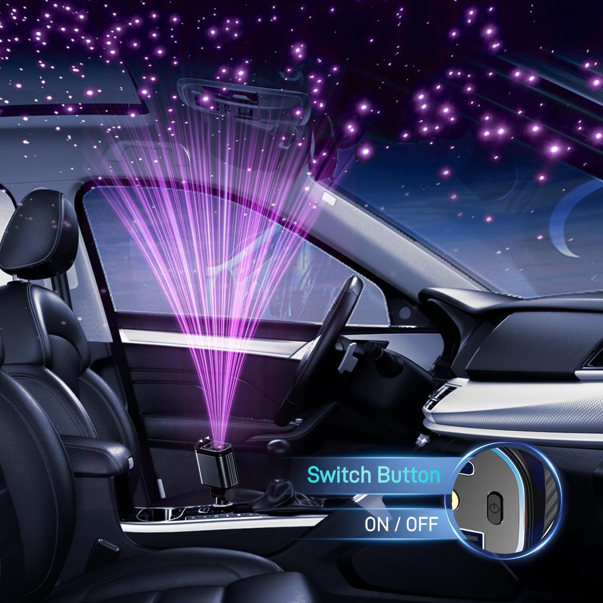 4 in 1 Retractable Car Charger 69W with Starry Light,69W Fast Charging USB C for iPhone 16/15/14/13/12,Pixel, Cigarette Lighter Charger,180° Adjustable Plug,Multi-Device Support - PuriLite