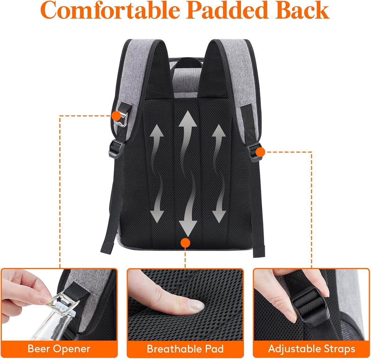 Lifewit 26L 34-Can Insulated Cooler Backpack Cool Bag, Large Picnic Bag Leakproof Portable Fridge Soft Food Cooler Box for Men Women for Outdoor/Picnic/Beach/BBQ/Camping/Travel/Family - PuriLite