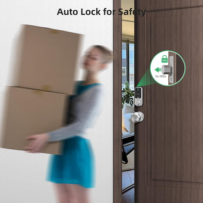 Keyless Entry Door Lock with Knob: NUTOMO Front Door Lock Set Fingerprint Deadbolt Alexa Digital Keypad Door Locks APP Remote Control Auto Lock Black - PuriLite
