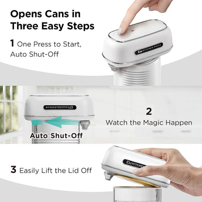 Kitchen Mama Orbit One Stainless Steel Rechargeable Electric Can Opener: Hands-Free, USB-C Charging, Automatic Stop, Smooth Edge, Safety, Blade for Large Cans, Heavy Duty, Soda Can and Pop Can - PuriLite