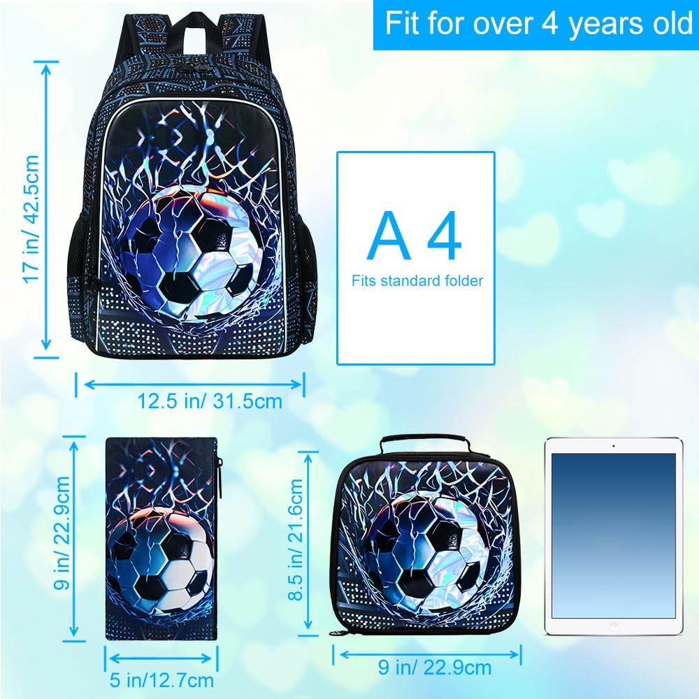 3pcs Backpack for Boys and Girls, 16” Kids Kindergarten Bookbag with Lunch Box, Cute Elementary Backpacks for Boy Girl - PuriLite