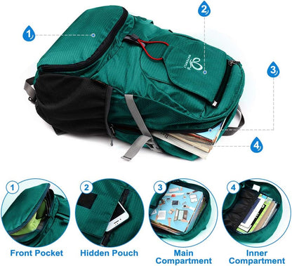 WATERFLY Hiking Backpack 20L Foldable Travel Backpack Lightweight Hiking Daypack for Outdoor Cycling Camping - PuriLite