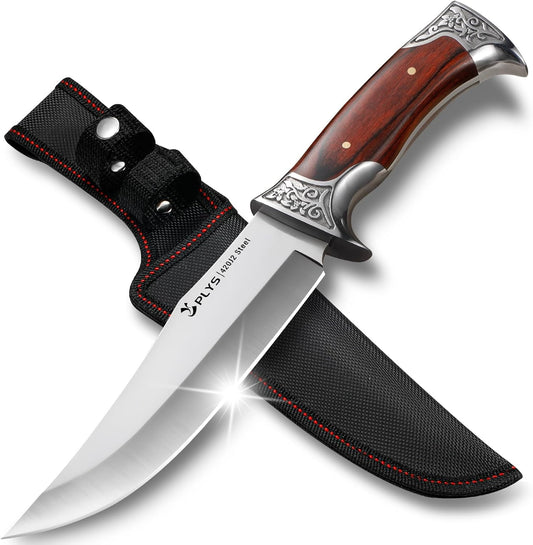Hunting Knife with Sheath Camping Knife: Fixed Blade Outdoor Knives for Men - 17.5cm Sharp Blade Full Tang Bushcraft Knives for Survival - PuriLite