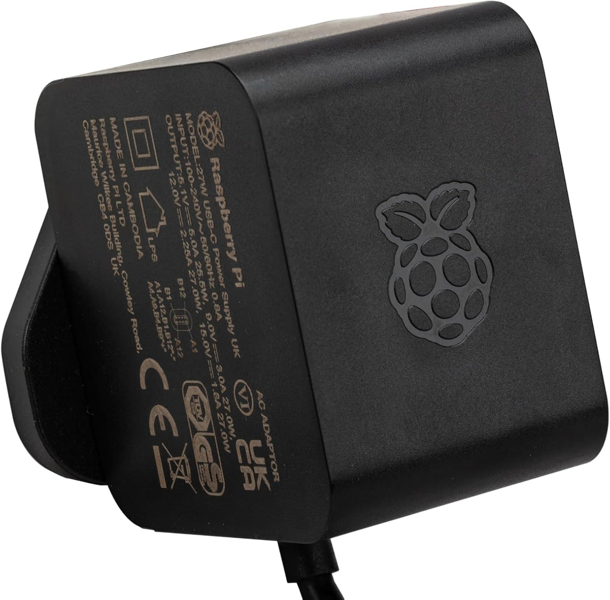 Official Raspberry Pi 5 27W USB-C Power Supply (US/Canada) (Black) - PuriLite