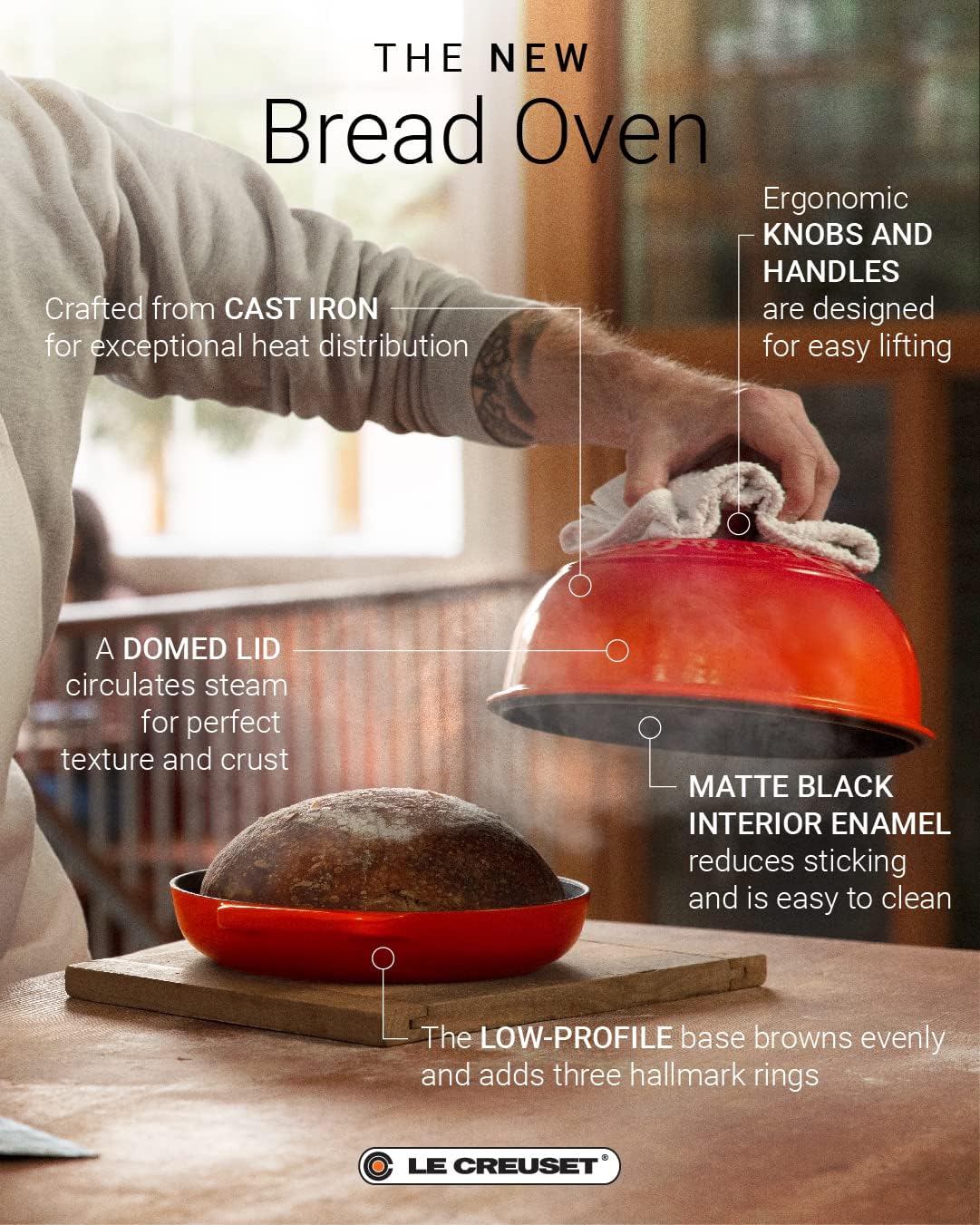 Le Creuset Enameled Cast Iron Bread Oven, Cerise - PuriLite