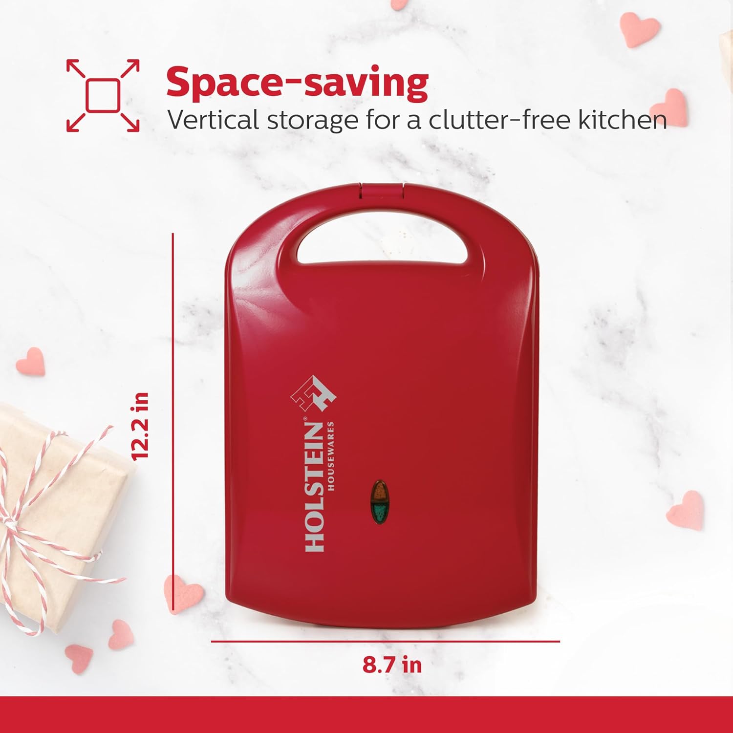 Holstein Housewares - Non-Stick Heart Waffle Maker, Lavender - Makes 4 Heart-Shaped Waffles in Minutes - PuriLite