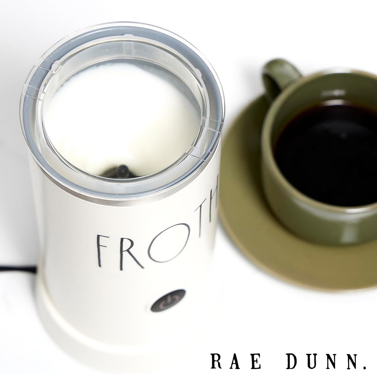 Rae Dunn - Electric Milk Frother - Elegant Automatic Milk Steamer and Frother, Milk Warmer, Hot and Cold Frothing Machine for Coffee, Latte, Cappuccino, Macchiato, - PuriLite