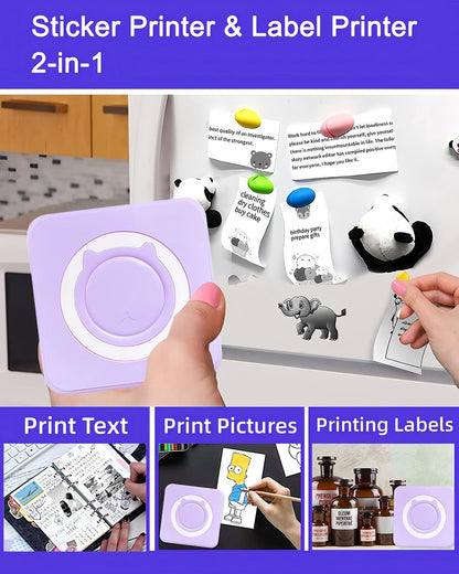 Label Maker - Mini Portable Sticker Printer with 13 Rolls Self-Adhesive Thermal Papers, Labeller Machine for Home Office Study Business Texts Journal, Blue - PuriLite