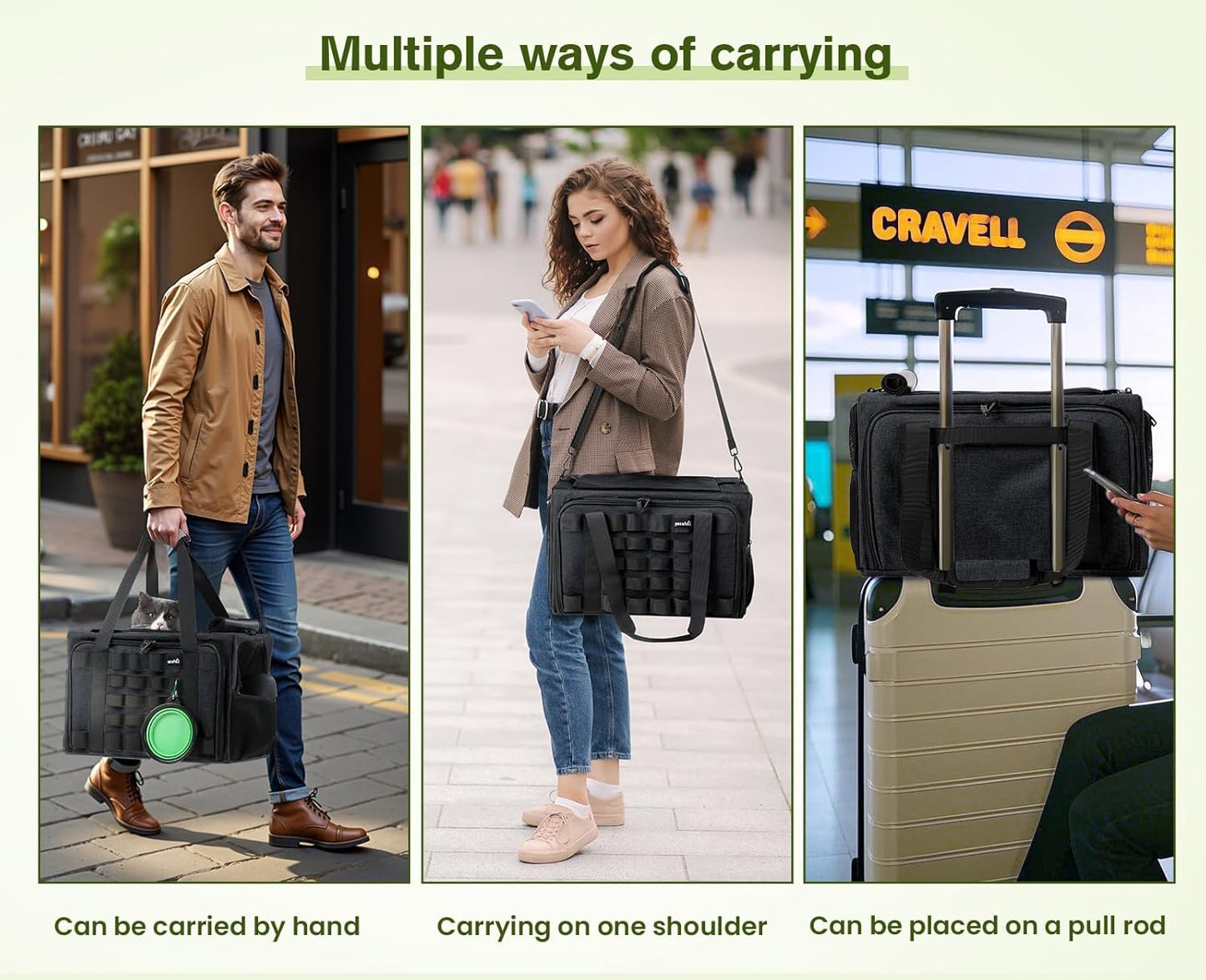 Approved Collapsible Cat Soft-Sided Carriers, Breathable Pet Carriers up to 5kg/12lbs, Portable Dog Carrier Great for Travel, Outdoor, Hiking, Camping(Gray) - PuriLite